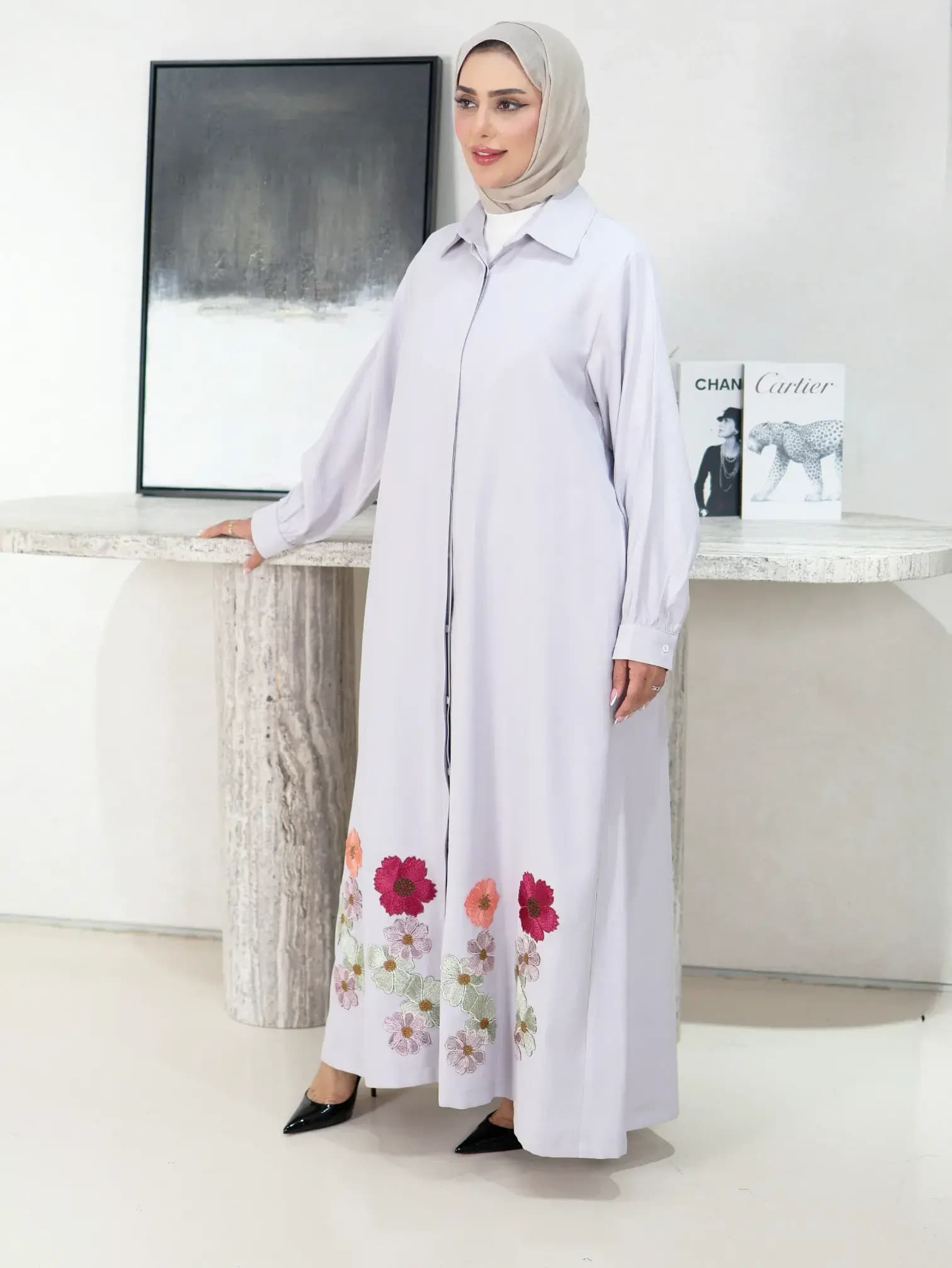 فستان تينسل مزين بالورود